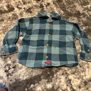 Wrangler Kids Blue and Dark Blue Checkered Button Down Shirt